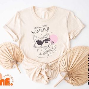 Feral Girl Summer T-Shirt, Cartoon Racoon Shirt, Sarcastic Cute Racoon Sweater, Funny Racoon Summer Sweatshirt, Feral Girl Summer Tee