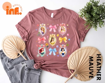 Disney Princesses Coquette Bow Tee, Soft Girl Aesthetic T-Shirt with Bows & Fairytale Charm,  Y2K Cute Princesscore Look Sweatshirt