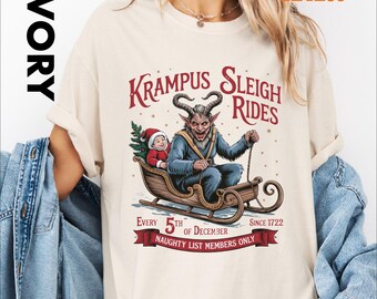 Comfort Colors© The Krampus Tarot Card Goth Christmas T-Shirt, Scary Horror Xmas Sweatshirt, Spooky Xmas Krampus Tee, Dark Xmas Shirt