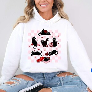 Cupid Cat Sweatshirt, Cat Gift Sweater, Cat Lover Hoodie, Valentine Cat Shirt, Valentine&#39;s Day Shirt, Valentine&#39;s Day Gift, Cute Cat Shirt