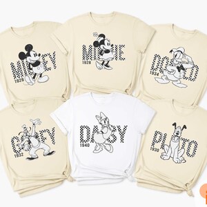 Checkered Mickey And Friends Matching T-Shirt, WDW Trip Shirt, Checkered Mickey Mouse Tee, Disney Family Vacation Top, Disney Matching Tee image 4