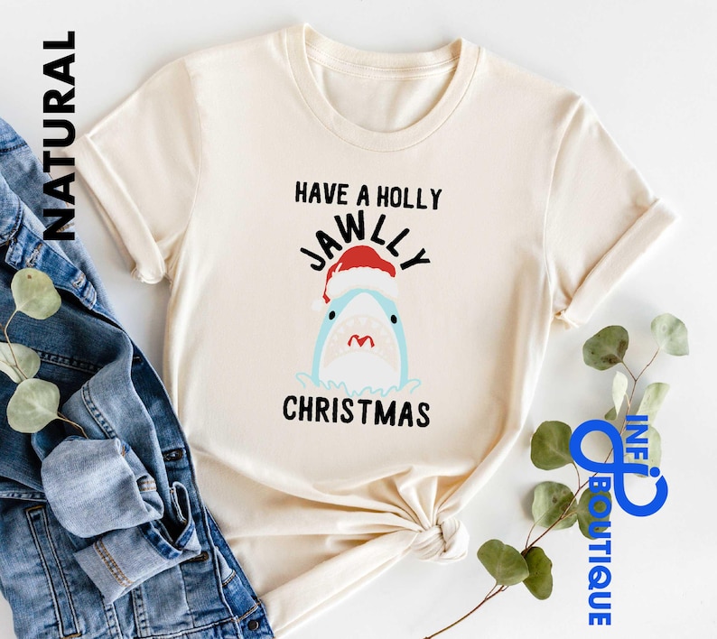 Have A Holly Jawly Christmas Sweatshirt, Shark Sweatshirt, Christmas Movie T-shirt, Funny Christmas Tee, Sarcastic Shirt, Christmas Jaws Tee image 2