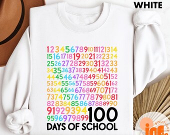 100 Days of School Sweatshirt, 100th Day Celebration T-Shirt, Student Back to School Top, Cute Classroom Gift for Teacher, Teacher Top