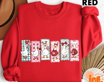 Just a Love Goose Valentine Day Sweatshirt, Funny Valentine Shirt, Cute Goose Lover Gift, Animal Pun T-Shirt, Romantic Goose Sweatshirthirt