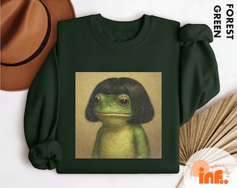Frog Face With Bob Haircut Meme Sweatshirt, Funny Frog Meme Top, Sarcastic Frog With Bob T-Shirt, Frog Lover Shirt, Frog With Bob Sweater