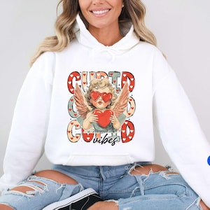 Cupid Vibes Sweatshirt, Heart Eyes Sweater, Baby Cupid Hoodie, Valentine&#39;s Day Shirt, Valentine&#39;s Day Gift, Valentine Cupid Shirt,Cute Cupid