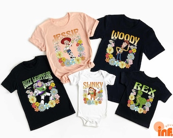 Disney Toy Story Characters Shirt, Disney Toy Story Matching T-Shirt, Buzz Woody Jessie Slinky Aliens Rex Tee, Disney Family Group Sweater