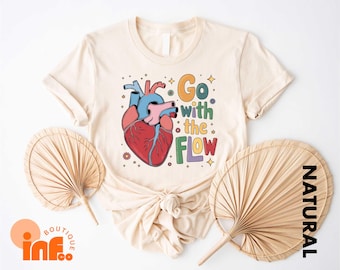 Go With The Flow Heart Shirt, CVICU Nurse Tee, Cardiology Sweatshirt, Cardiac Nursing Gift, Cardiac Tee, Heart Flow Anatomy, Tee, CVICU Tee