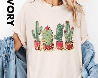Christmas Cactus T-Shirt, Christmas Sweatshirt, Christmas Graphic Cactus Shirt, Cactus Lover Gift, Plant Lover Shirt, Cute Cactus Xmas Shirt
