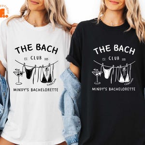 Maglietta personalizzata Comfort Colors per addio al nubilato in spiaggia, maglietta coordinata per addio al nubilato in bikini e martini, maglietta personalizzata per il weekend tra ragazze The Bach Club