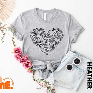 Inspiring Teacher Shirts, Teach, Love, Inspire Tee, Back to School Apparel, First Grade Teacher Gifts, Teacher Appreciation Wear