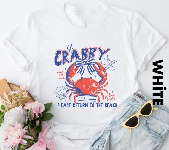 If Crabby Please Return To The Beach Shirt, Comfort Colors Spring Break Summer Beach T-Shirt, Coastal Vacation Funny Meme Shirt