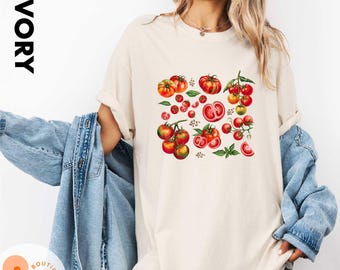 Comfort Colors® Tomato Shirt, Fruit Shirt, Botanical Cottagecore Shirt, Garden Tomato Shirt, Vegetable Shirt, Farmers Market T-Shirt
