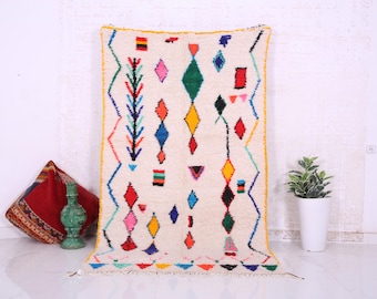 Handmade Beni Ourain Wool Rug: Colorful Berber Design