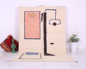 Handwoven Moroccan Wool Rug: Berber Shag Carpet, Beni Ourain Style