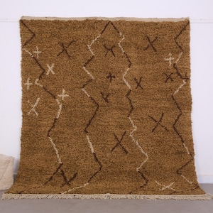 Moroccan Brown rug - Hand knotted rug - Moroccan rug - Moroccan berber rug - Beni ourain rug - Custom size rug- 100% wool rug- berber rug-