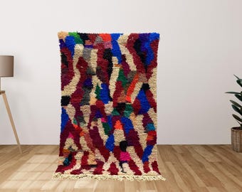 Handmade Colorful Moroccan Wool Rug, Abstract Boho Carpet