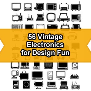 Vintage Electronics Vector Pack, Includes SVG/PNG/PDF, 56 Images