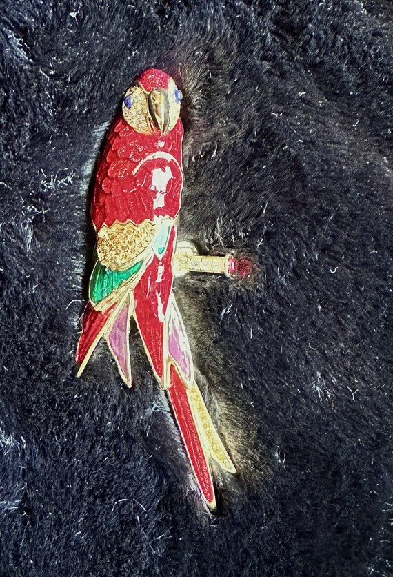 Parrot Macaw Brooch Pin - Bob Mackie Costume Jewel