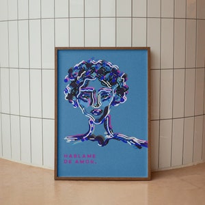 Abstrakter Kunst Druck &quot;&quot;Hablame De Amor&quot;&quot; in Blau, Sofort Download in A2 Größe für A4, A3 und A2-Drucke.&quot;