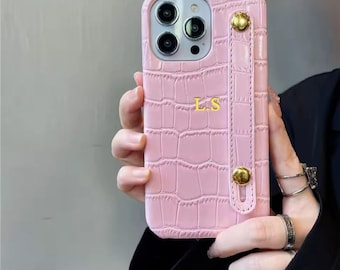 Gepersonaliseerde iPhone-hoesje met aanvankelijk krokodillenmonogram | Op maat gemaakte iPhone-hoesjes