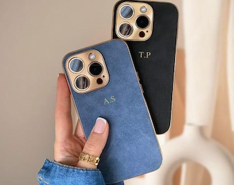 Personalized Lambskin iPhone Case, Custom Initial iPhone 14