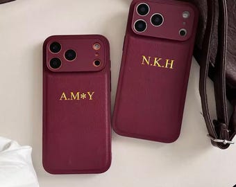 Gepersonaliseerde kunstleer iPhone 17 Pro Pro Max-hoesje | Op maat gemaakt iPhone-hoesje met gegraveerde initialen