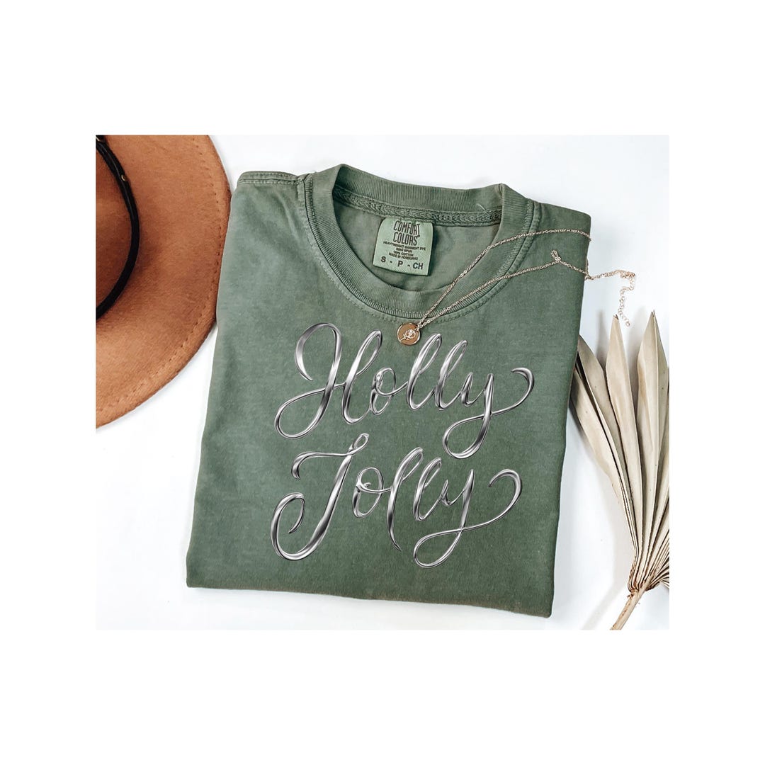 Jolly Christmas Script Holly Jolly Script Lettering T-shirt | Holiday Christmas Typography - Etsy