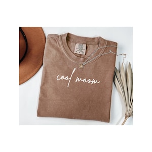 cool mom script tee T-Shirt | minimalist mom top, small text chest design