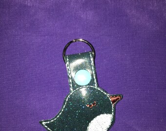 Custom Embroidered Vinyl Birdie Keychain/ Snap Tab