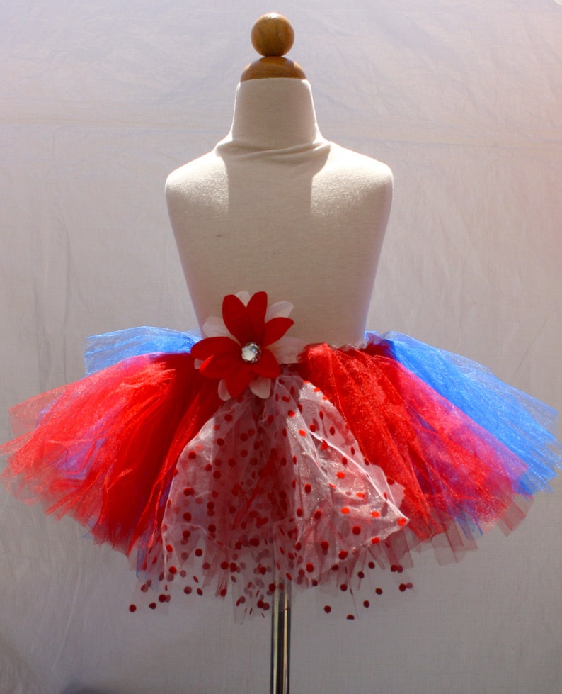 Red White and Blue Patriotic Custom Sewn Tutu Set Great for Dress up, Party, Running image 2