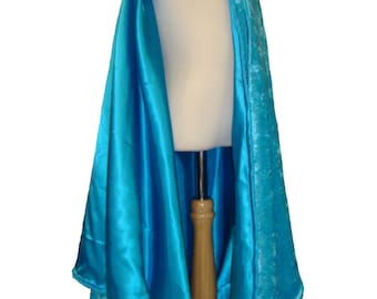 READY TO SHIP -   Turquoise Velvet and Satin Reversible Child's Play Cloak