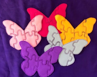 Custom Embroidered Felt Butterfly Puzzle Quiet Toy - Choose your colors!
