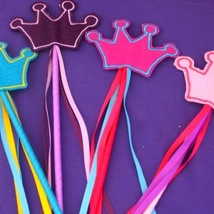 Embroidered Felt Crown Wand Party Pack Set of 10 Great for Party Favors, Dress Up and Costumes Choose your colors image 1