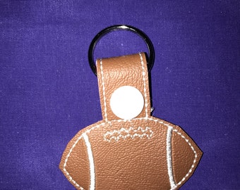 Custom Embroidered Vinyl Football Keychain/ Snap Tab