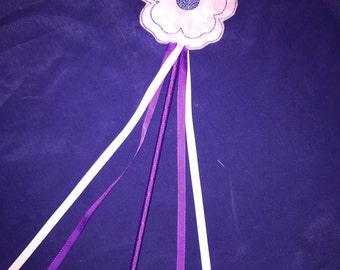 Embroidered Felt Flower Wand  - Great for Party Favors, Dress Up and Costumes - Choose your colors!