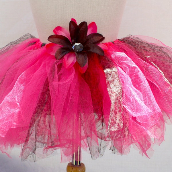 Hot Pink and Cheetah Custom Sewn Tutu Set - Great for Dress up, Rave, Running