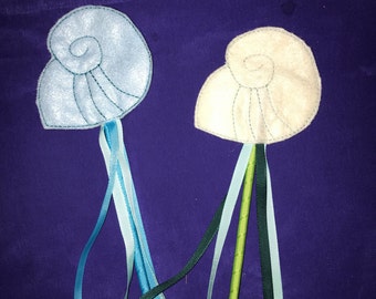 Embroidered Felt Shell Wand  - Great for Party Favors, Dress Up and Costumes - Choose your colors!