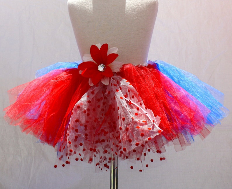 Red White and Blue Patriotic Custom Sewn Tutu Set Great for Dress up, Party, Running image 1