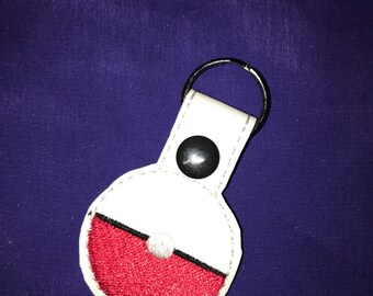 Custom Embroidered Vinyl Pokeball Keychain/ Snap Tab