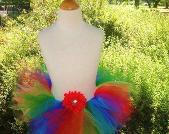 It's a Circus Out There - Rainbow Pixie Sewn Tutu in All Colors of the Rainbow - Comes With a Matching Hair Clip or Headband