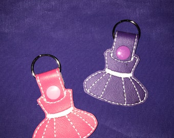 Custom Embroidered Vinyl Ballet Tutu Dance Keychain/ Snap Tab