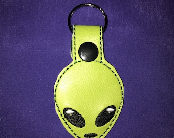 Custom Embroidered Vinyl Alien Keychain/ Snap Tab