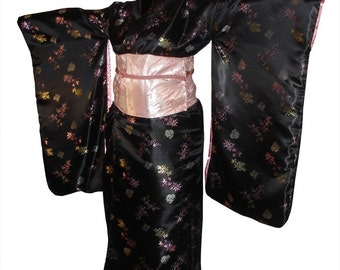 Custom Designed Geisha Costume, includes Kimono, Obi and Drape