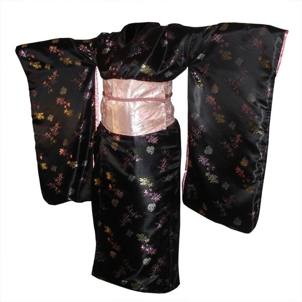Custom Designed Geisha Costume, includes Kimono, Obi and Drape