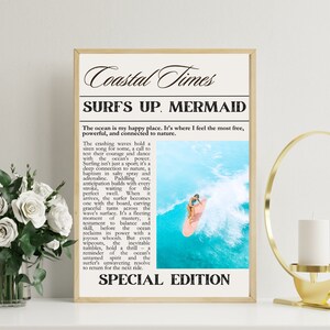 Vintage Surf Poster - Coastal Cowgirl Art, Retro Surfing Artwork, Beach Home Decor, Surf Posters, Vintage Surf Art Print