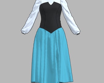 ariel blue dress pattern The Little Mermaid Ariel Blue Dress Costume for Women | Adult | Womens | XS | Blue