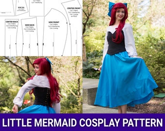 Little Mermaid "Blue Dress"  Princess | Cosplay Sewing Pattern | Skirt & Bodice