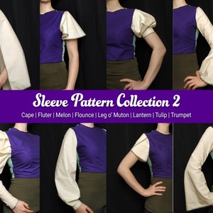 Sleeve Sewing Pattern Collection 2 | Cape, Flutter, Melon, Flounce, Leg o' Mutton, Lantern, Tulip & Trumpet