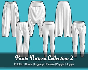 Pants Sewing Pattern Collection 2 | Culottes, Harem, Leggings, Palazzo, Pegged, Sweat Pants